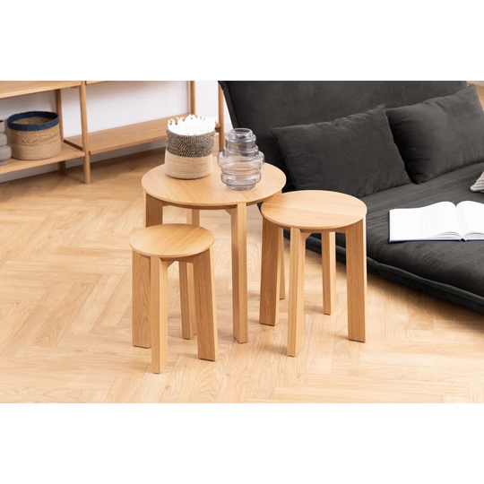 Buy Maxime Nest Of Tables Matt Oak Veneer Online