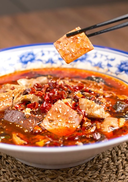 毛血旺🌶🌶  Spicy Pot mixed of Beef Tripe, Pork Intestines, coagulated Pork Blood, Golden Mushroom