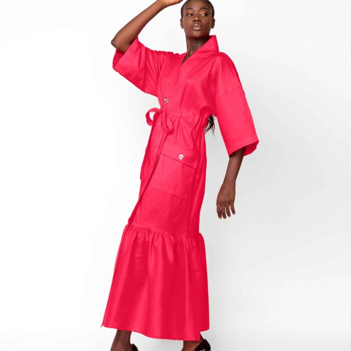 ROBE KIMONO À VOLANT