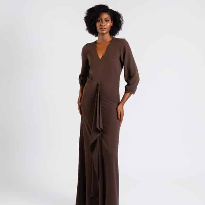 ROBE MAXI À VOLANT