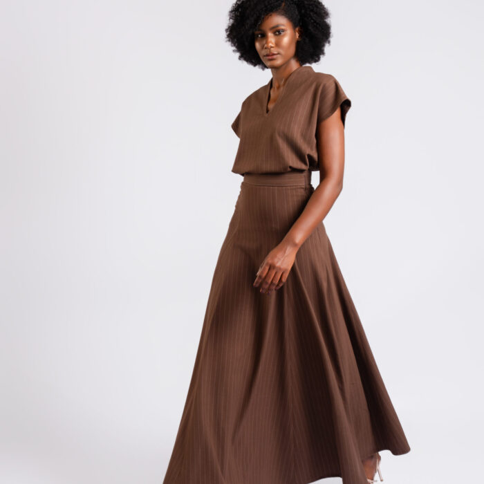 ENSEMBLE JUPE 7/8 À RAYURES