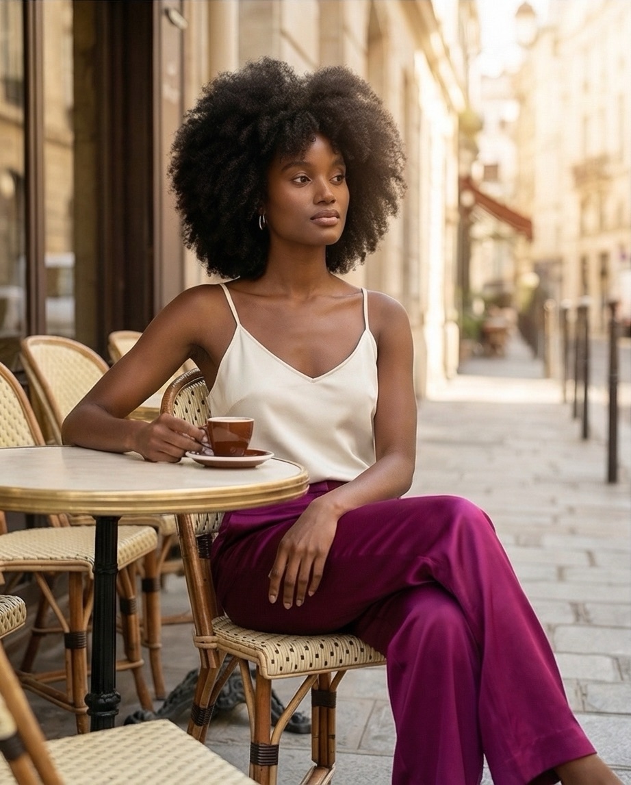 Pantalon satin de soie