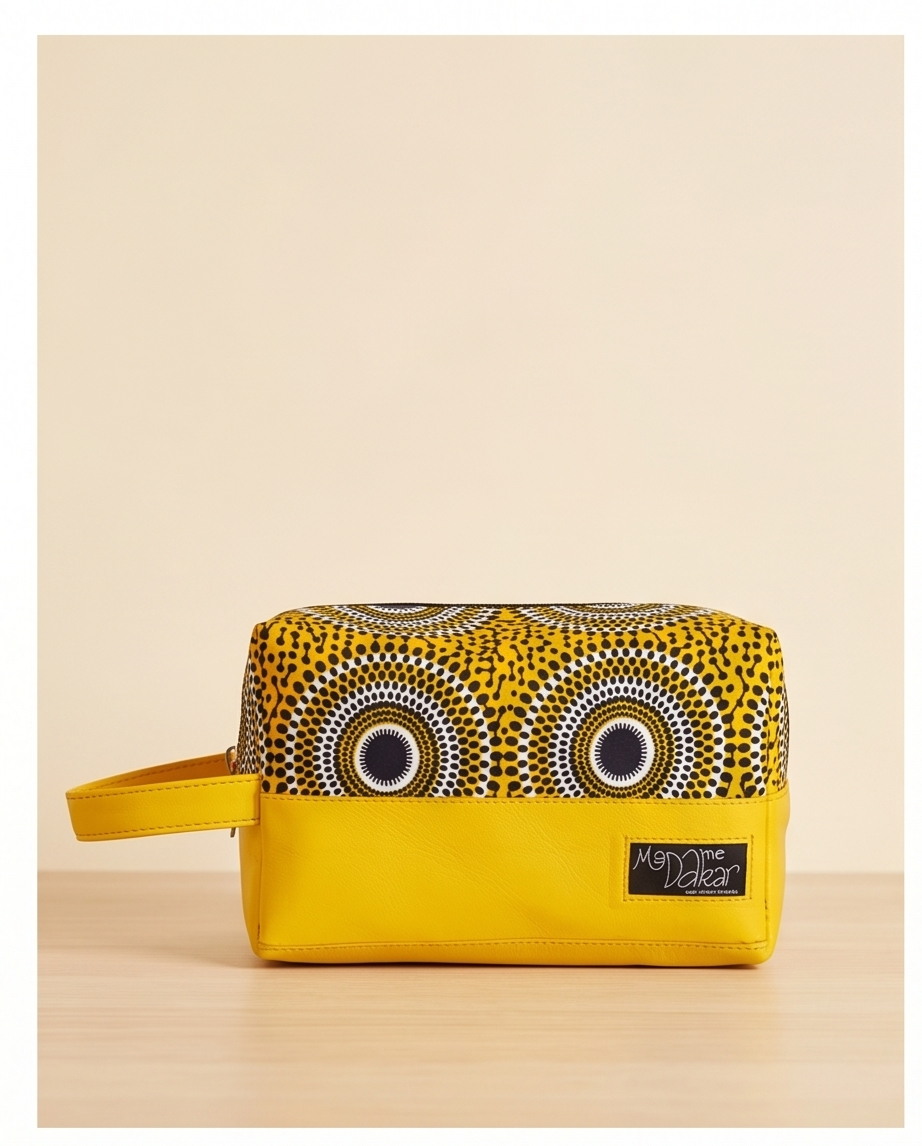 Trousse de toilette cuir et wax