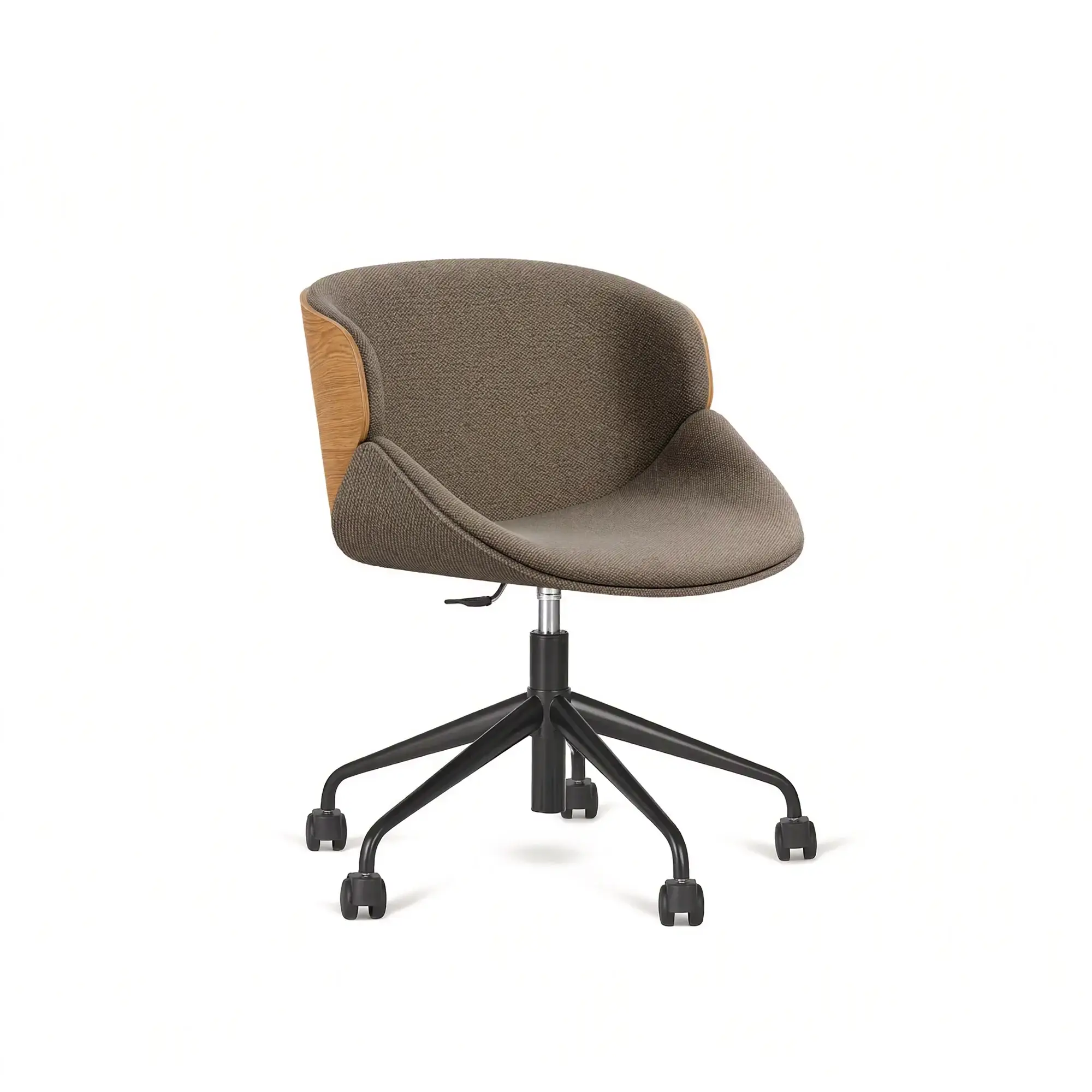 Silla ARIA con panel de madera – Respaldo con panel de madera · base de 5 radios con ruedas – roble teñido [B-5305-OAK] (5)