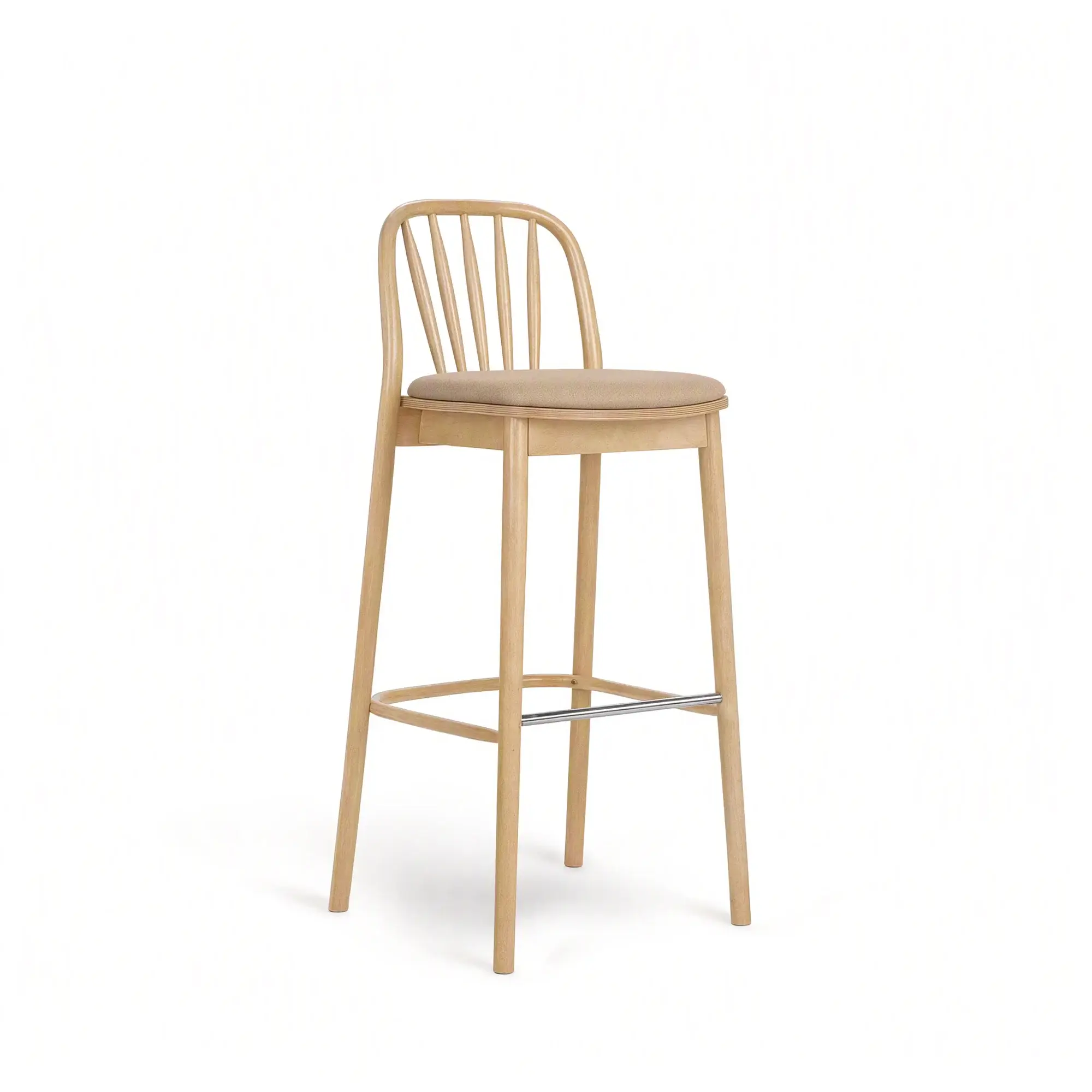 Taburete alto ALDO – Asiento tapizado · respaldo de madera – haya clara M07 [H-1070U-M07] (6)