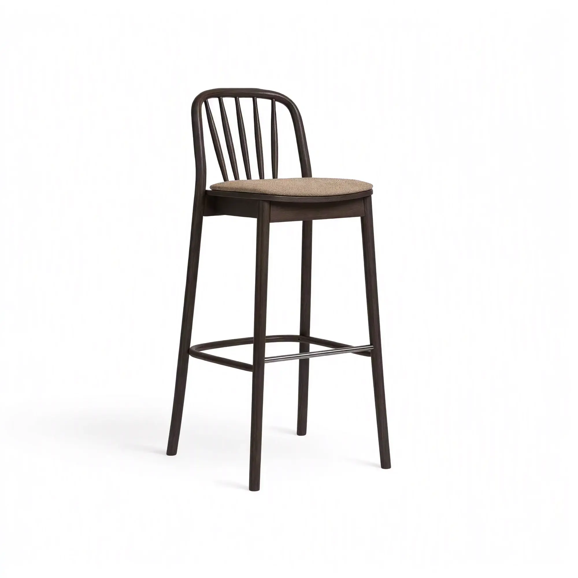 Taburete alto ALDO – Asiento tapizado · respaldo de madera – haya marrón chocolate M50 [H-1070U-M50] (7)