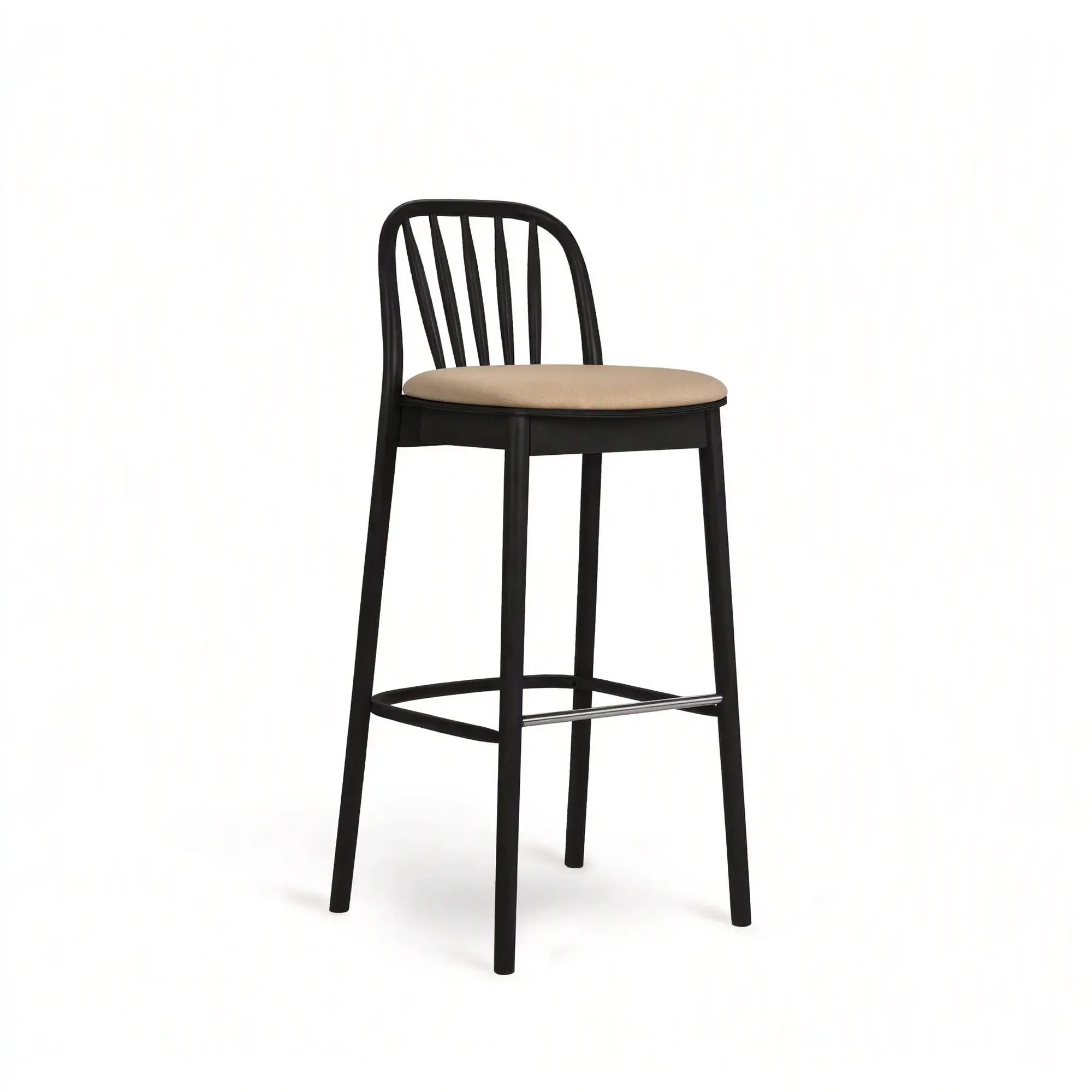 Taburete alto ALDO – Asiento tapizado · respaldo de madera – haya negra M63 [H-1070U-M63] (8)