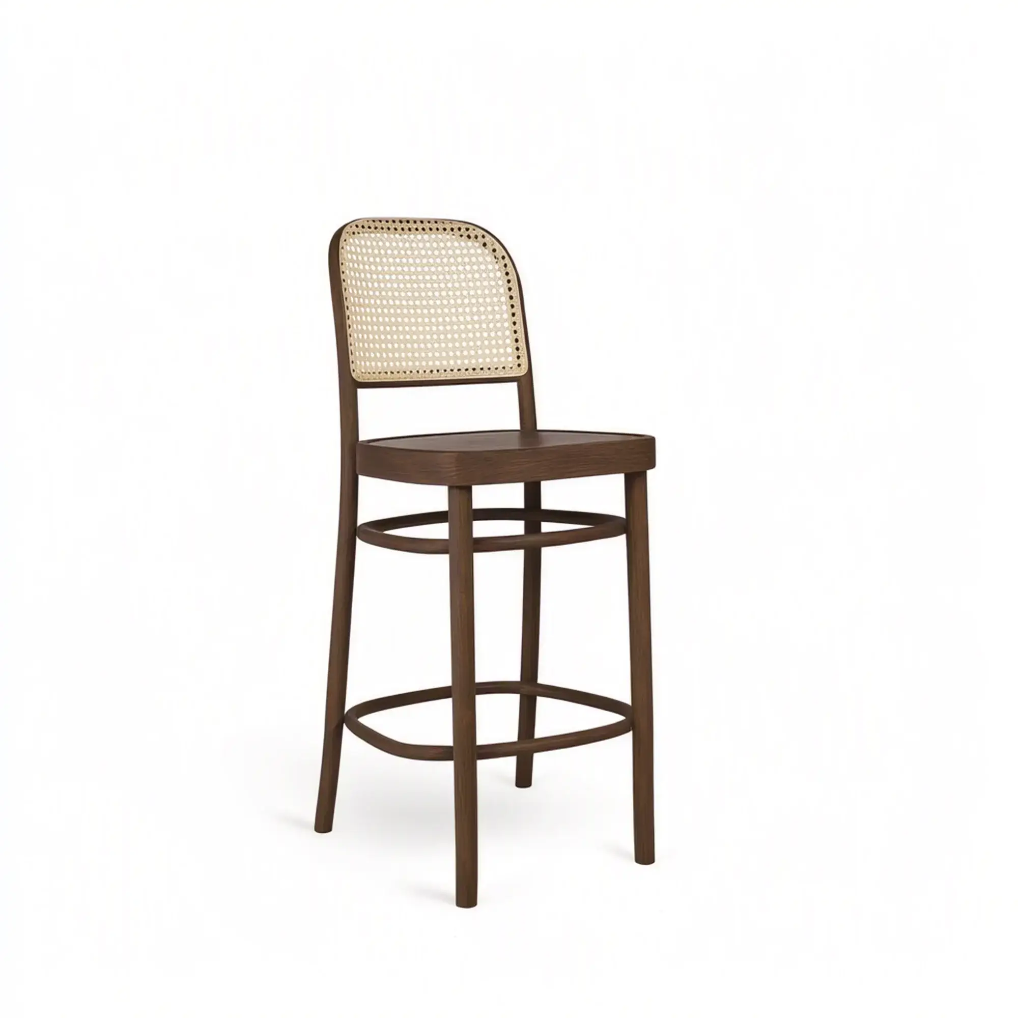 Taburete alto BENKO – Asiento de madera · respaldo de rejilla – haya marrón chocolate M50 [H-8130-SH650-M50] (3)