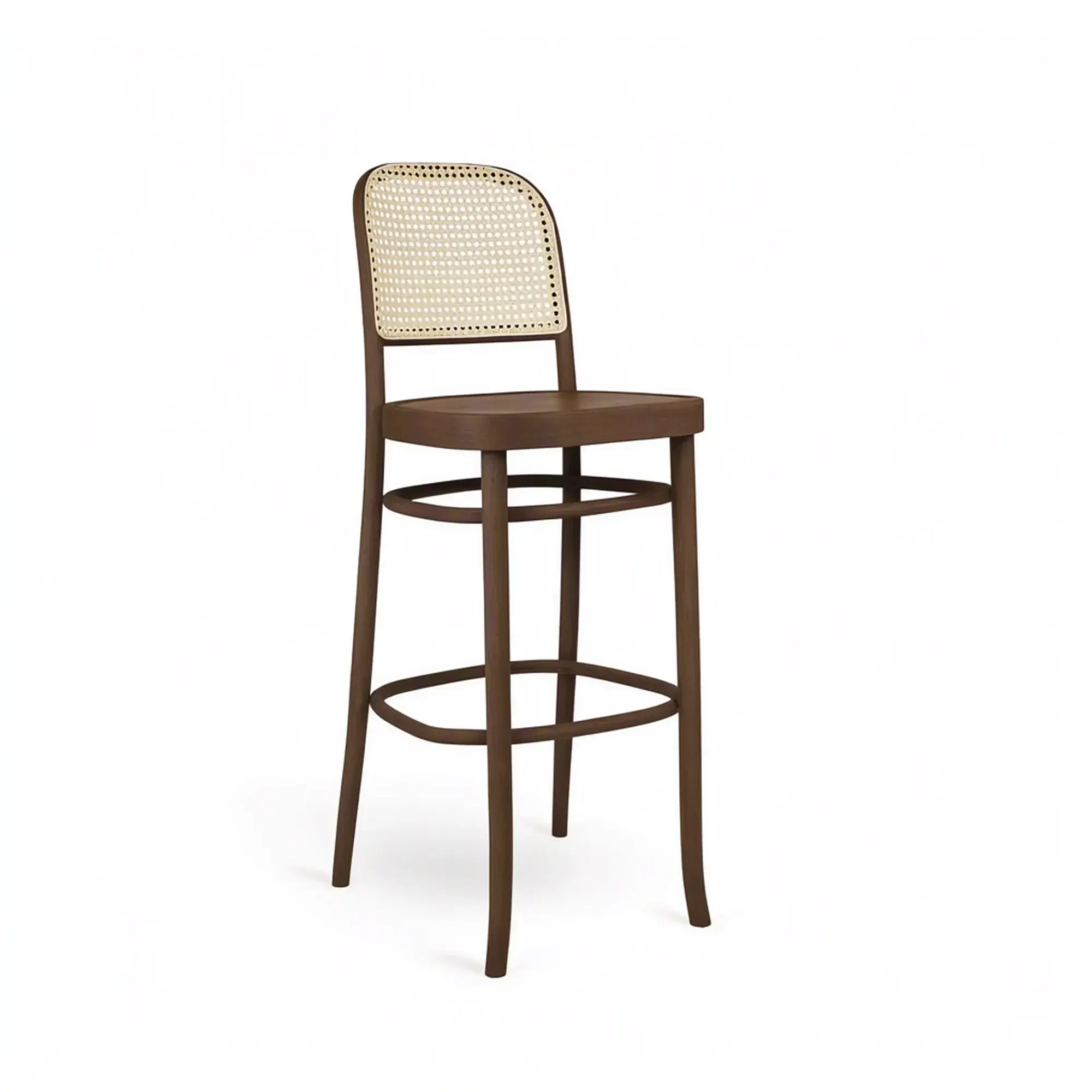 Taburete alto BENKO – Asiento de madera · respaldo de rejilla – haya marrón chocolate M50 [H-8130-SH750-M50] (4)