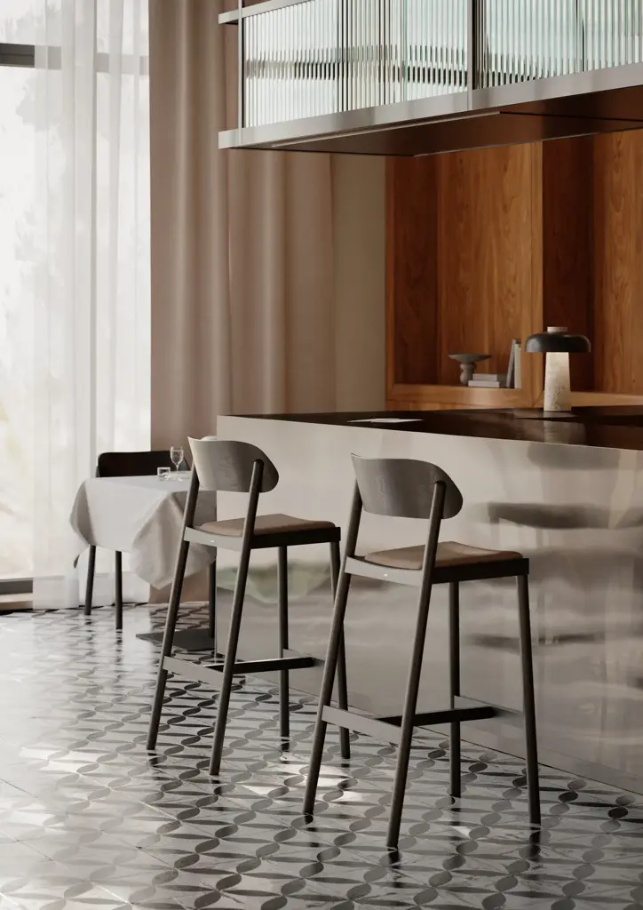 Taburete alto NIMM – ambiente [GALLERY-drive_RGB_S2_RESTAURACJA_B_V4_WEB_Interactive_LightMix]