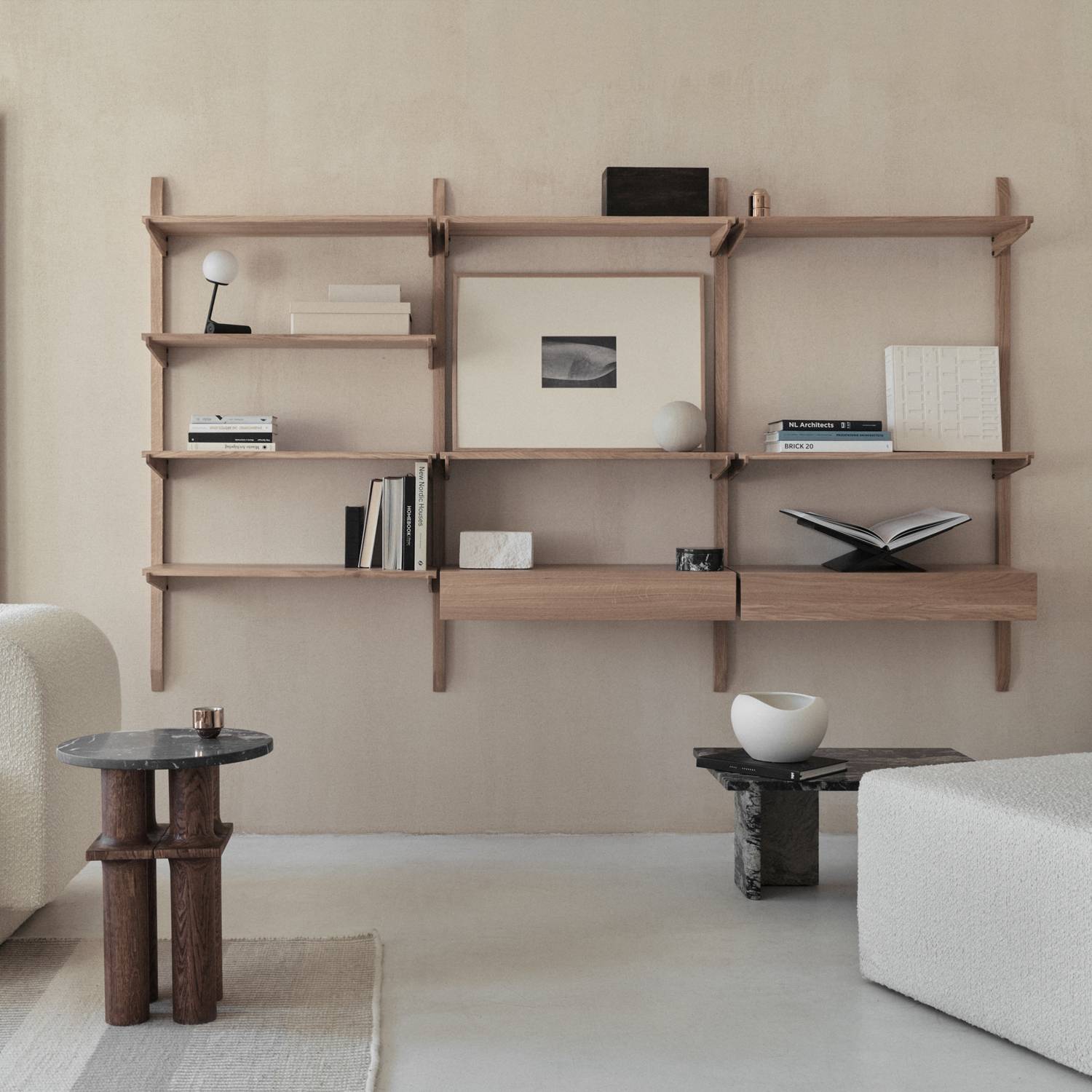 Sistema NOKI(軒) 3 SHELVING - Estanterías de Madera maciza de roble