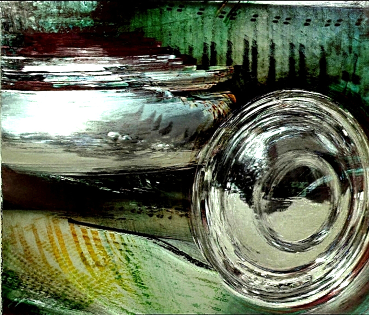 A still from Aluminium, glass morphing into green steel