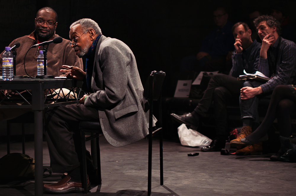 Amiri Baraka and Fred Moten with audience in the background at Episode 4