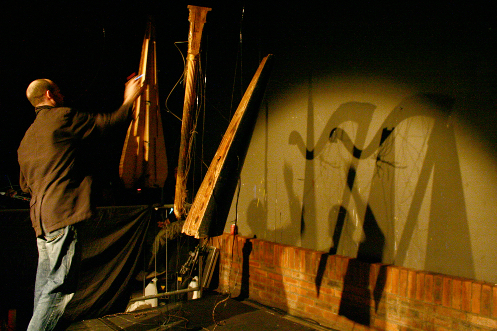 Rhodri Davies plays two suspended deconstructed weathered harps