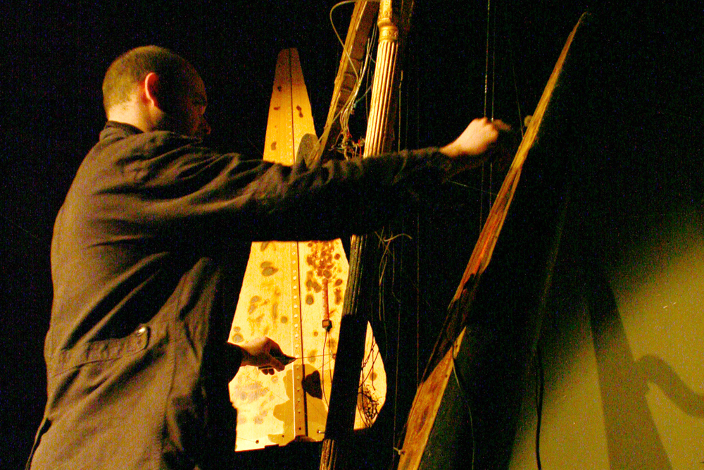Rhodri Davies plays two suspended deconstructed weathered harps