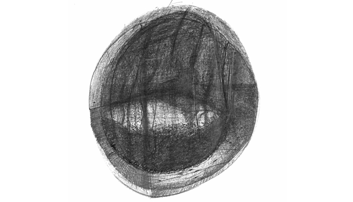 A drawing of a circular shape made in graphic pencil