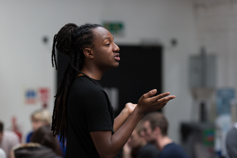 Joshua Allen speaks to participants at a workshop