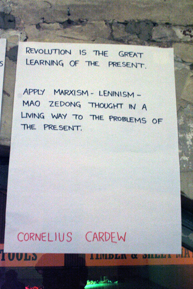 A Quotation from Cornelius Cardew posted on a wall