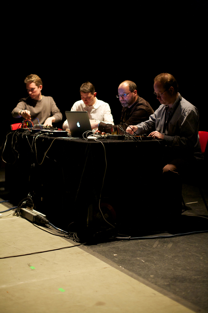 Resonance Radio Orchestra performing with laptops and electronic apparatus