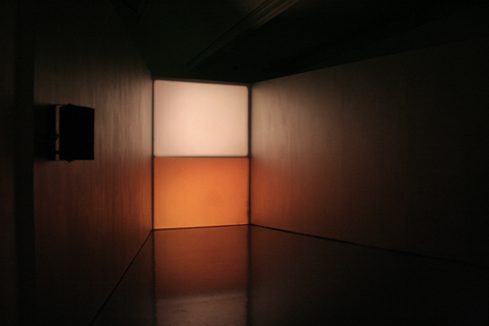 Two rectangular forms of light in a corner