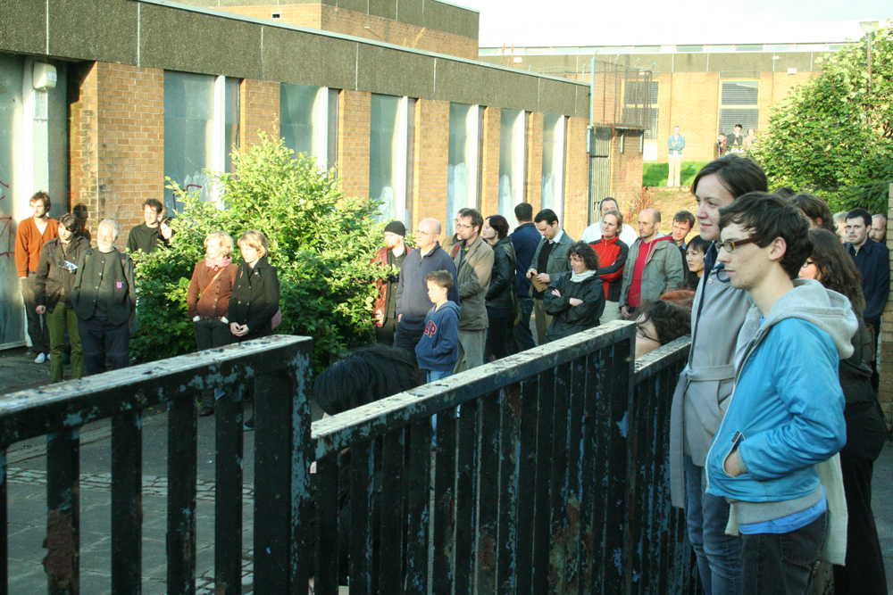 Audience assembled for performance in Easterhouse