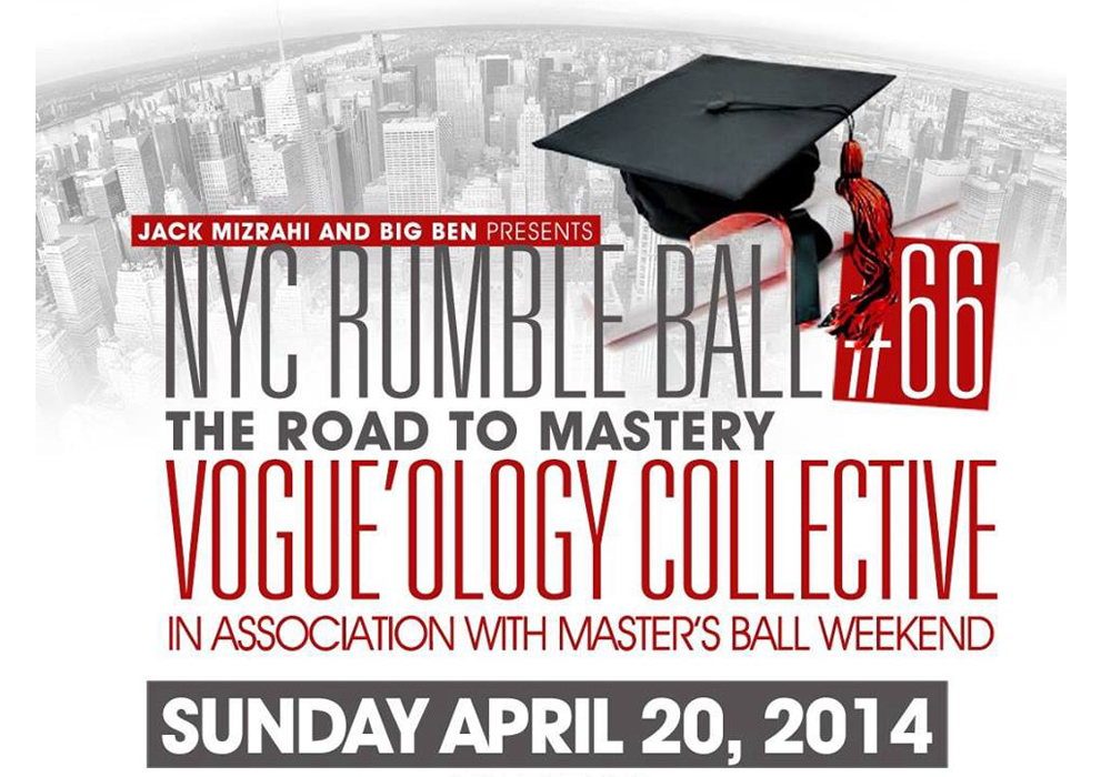 A flyer that says NYC Rumble Ball 66 The Road to Master. In black and red.