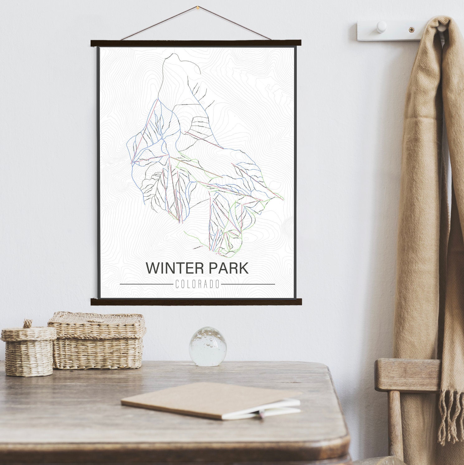 Winter Park Colorado Ski Trail Map | Hanging Canvas Of Printed Marketplace