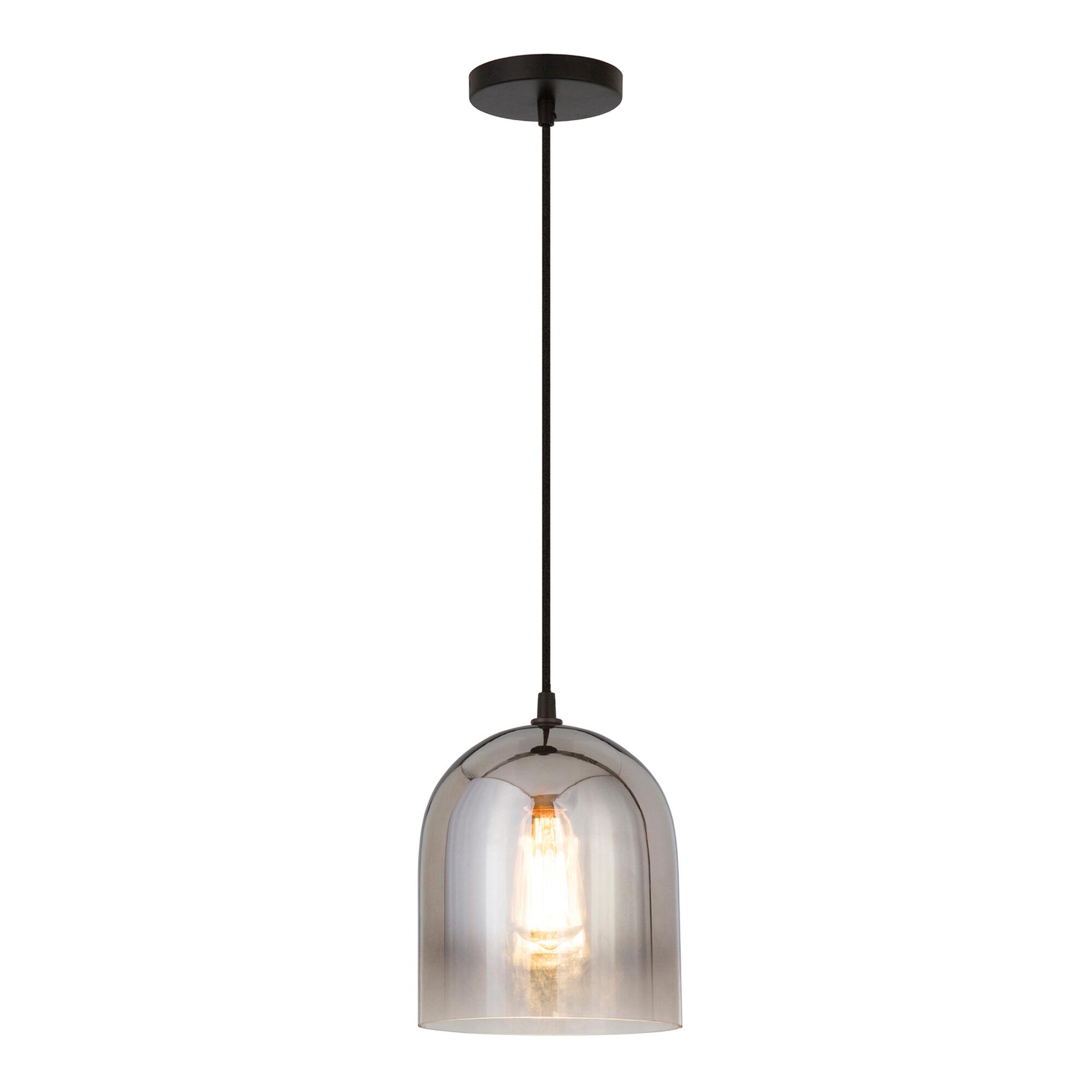 Smoked Nickel Glass Bell and Metal Asen Pendant Lamp: Silver by World Market