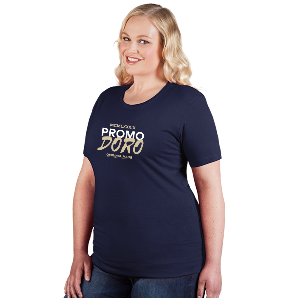 Print "promodoro original made" Bio T-Shirt Plus Size Damen, Marineblau, XXL