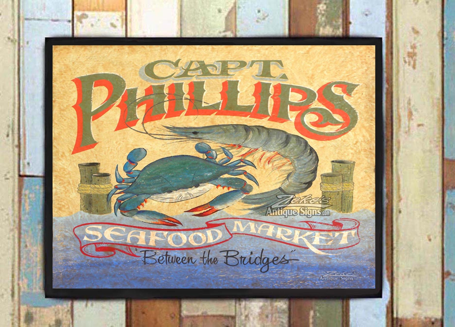 Capt. Phillips Seafood Print, Swansboro Nc, Emerald Isle, Beach House Decor, North Carolina Art. Makes A Great Gift. Market Print