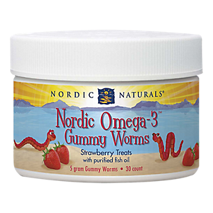 Nordic Omega-3 Worm Gummies with Purified Fish Oil - Strawberry (30 Gummies)