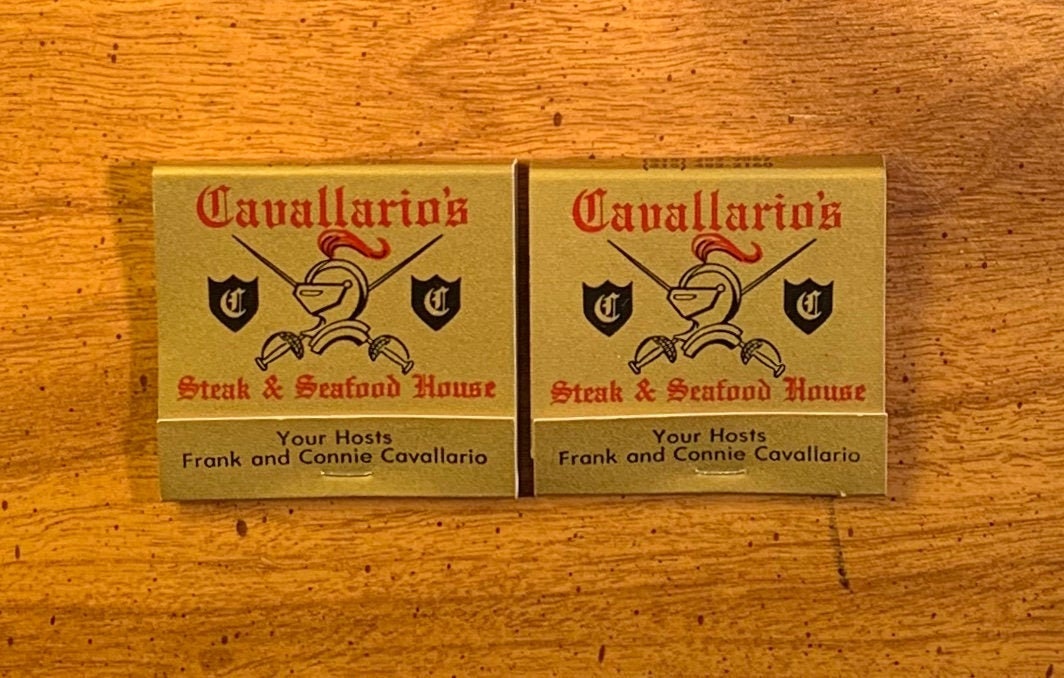 Vintage Matchbooks, Cavallarios, Steak, Seafood, Restaurant, Alexandria Bay, Ny, 1000 Islands, Lot Of 2, with All Matches, Free Ship Usa