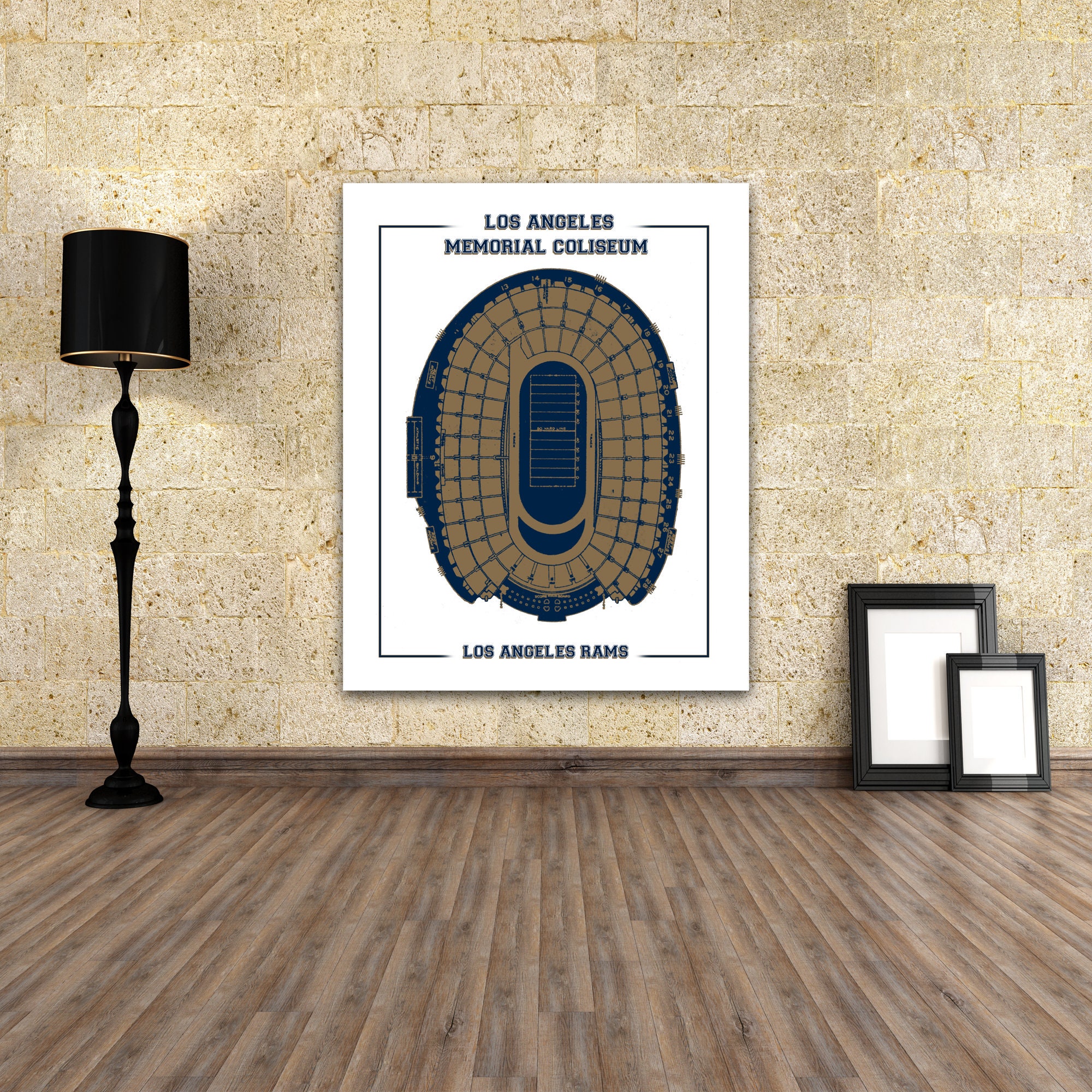 College Los Angeles Rams Vintage Football Stadium Print Blueprint On Photo Paper, Matte Paper Or Stretched Canvas