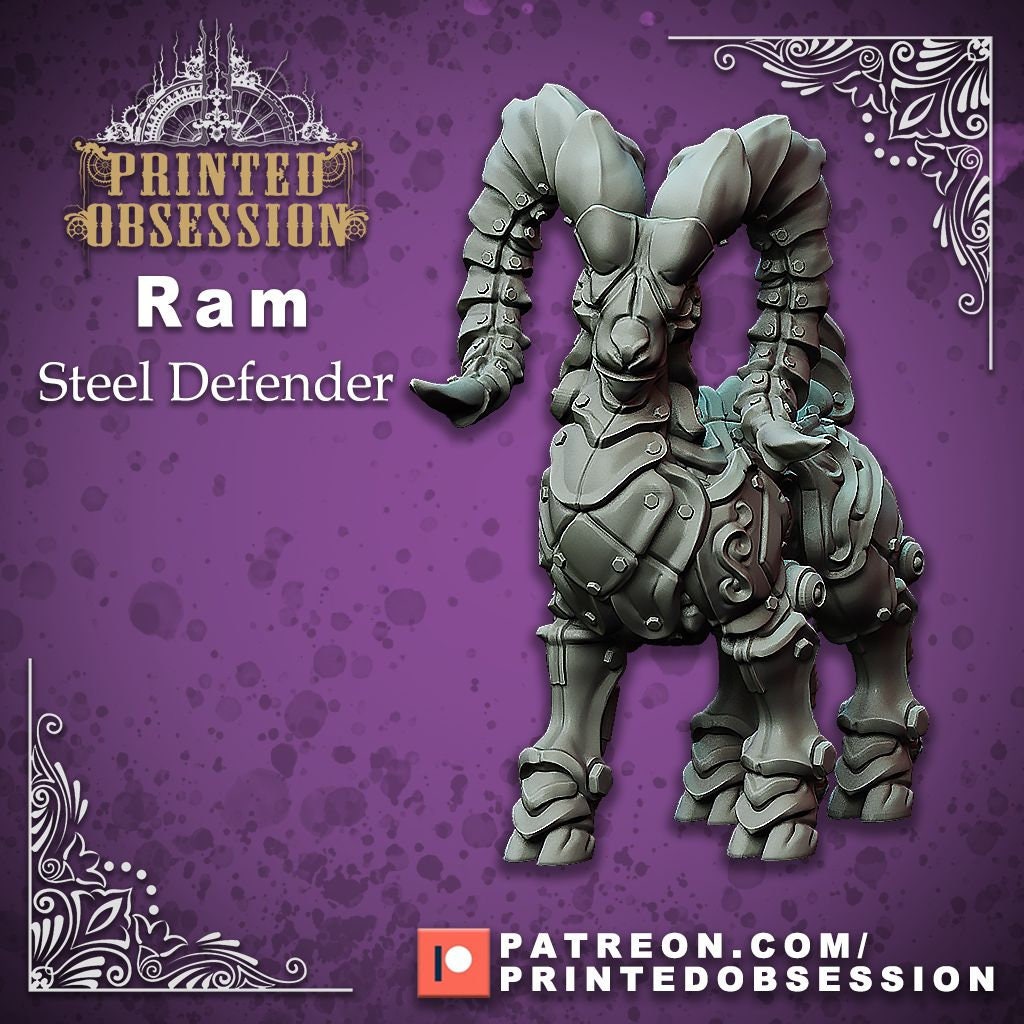 Artificer Steel Defender Ram 3D Printed Tabletop Rpg Mini