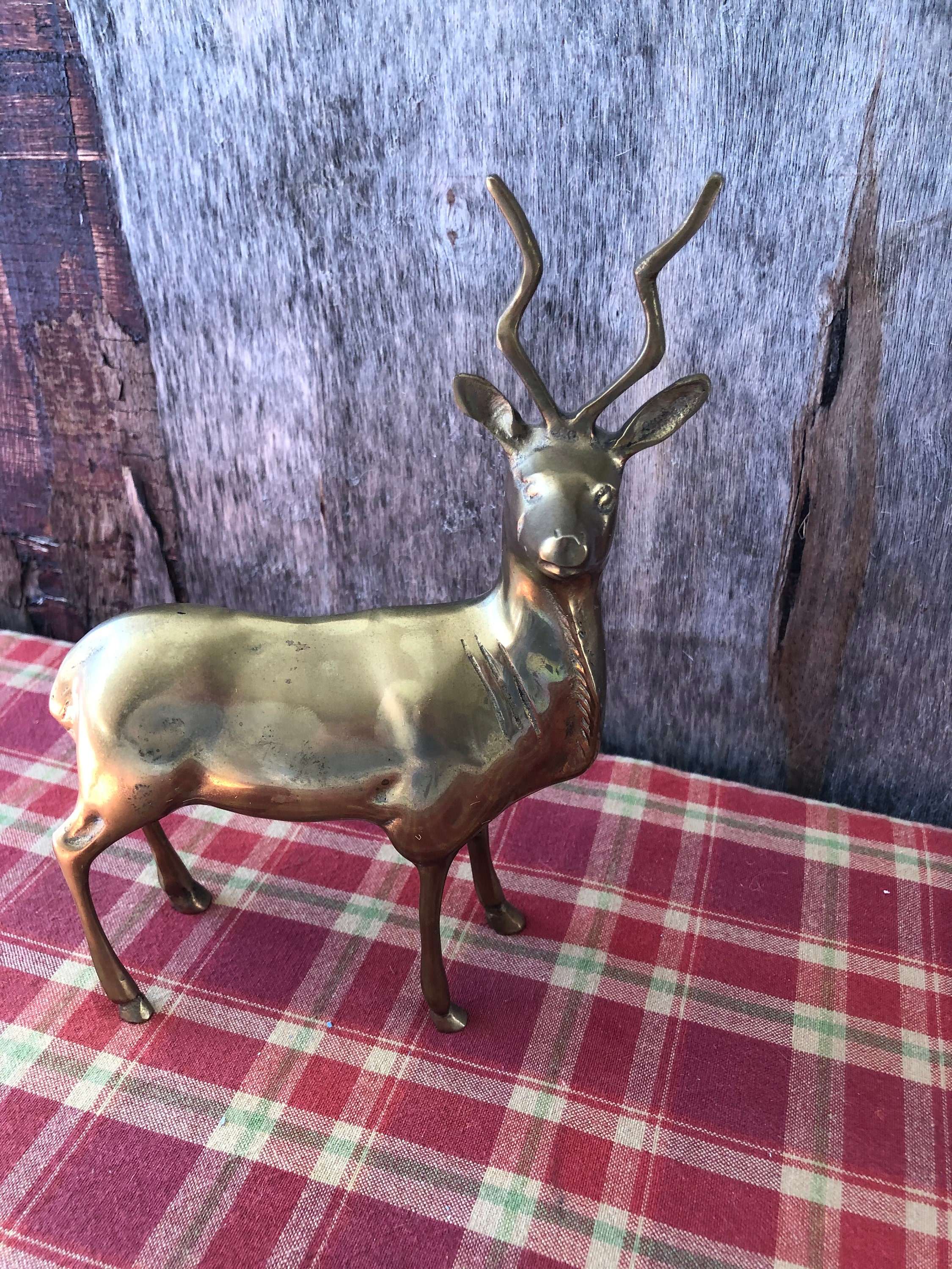 Vintage Brass Impala Solid Estate Sale Deer Woodland Animal Ram Ibex Buck Stag
