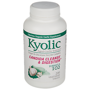 Kyolic Aged Garlic Extract - Ginger & Glucanase Enzyme - Candida & Digestion Formula 102 (200 Tablets)