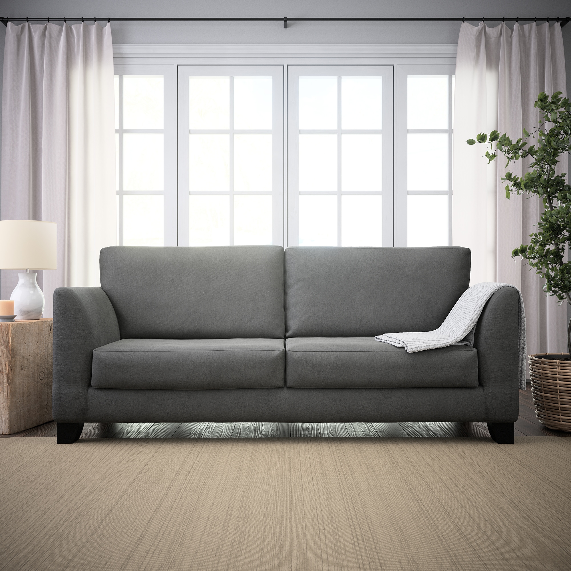 Brookside Holly Modern Charcoal Polyester/Blend Sofa in Gray | BS0006SOF00CH