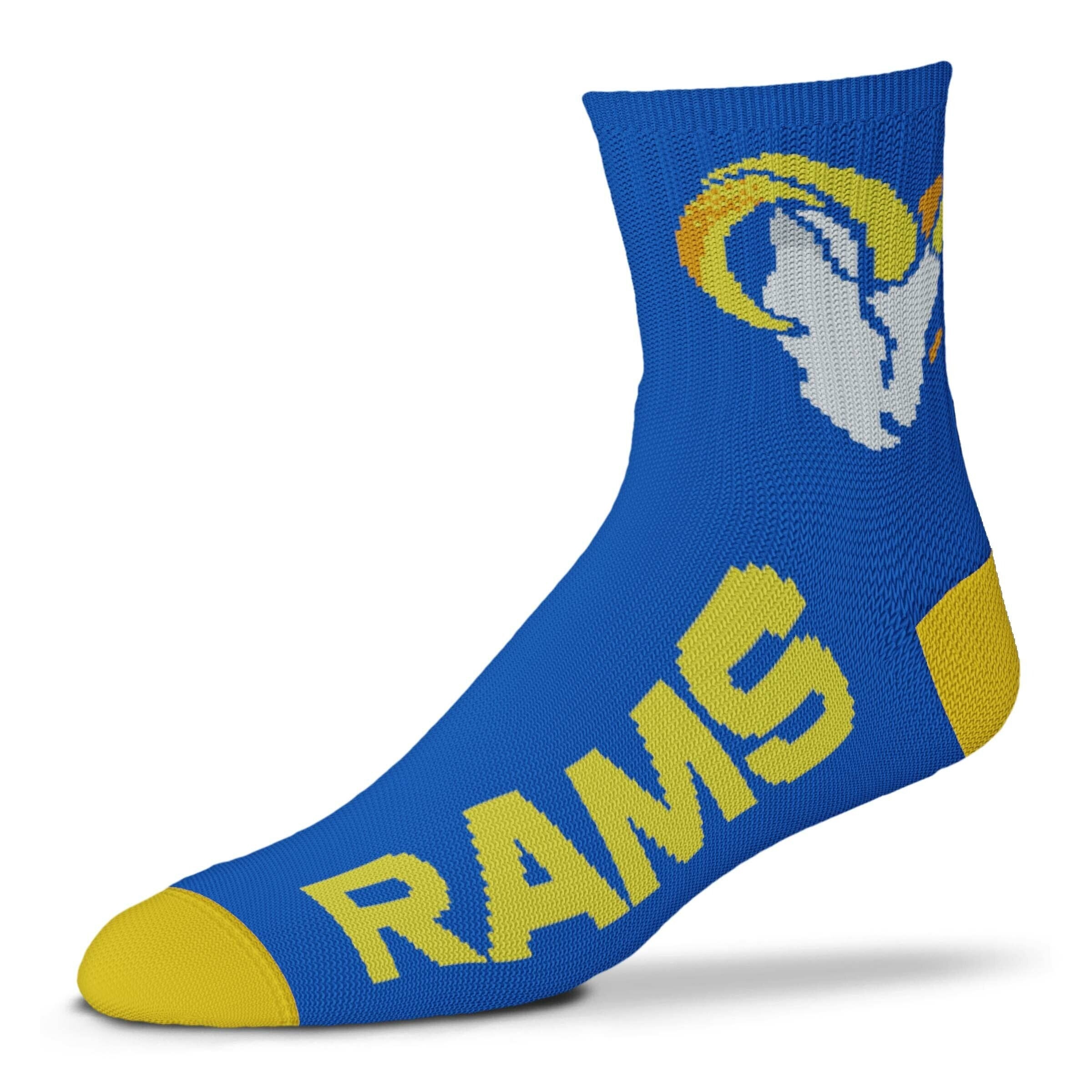 Los Angeles Rams Quarter Style Socks - Fits 10-13 Free Shipping