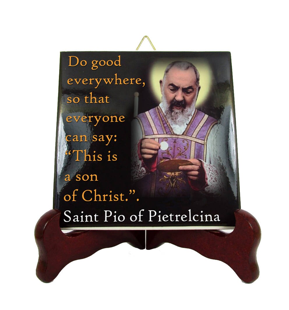 Inspirational Gifts - St Pio Of Pietrelcina Catholic Saints Quotes Tile Icon Holy Art Catholic Saint Quotes