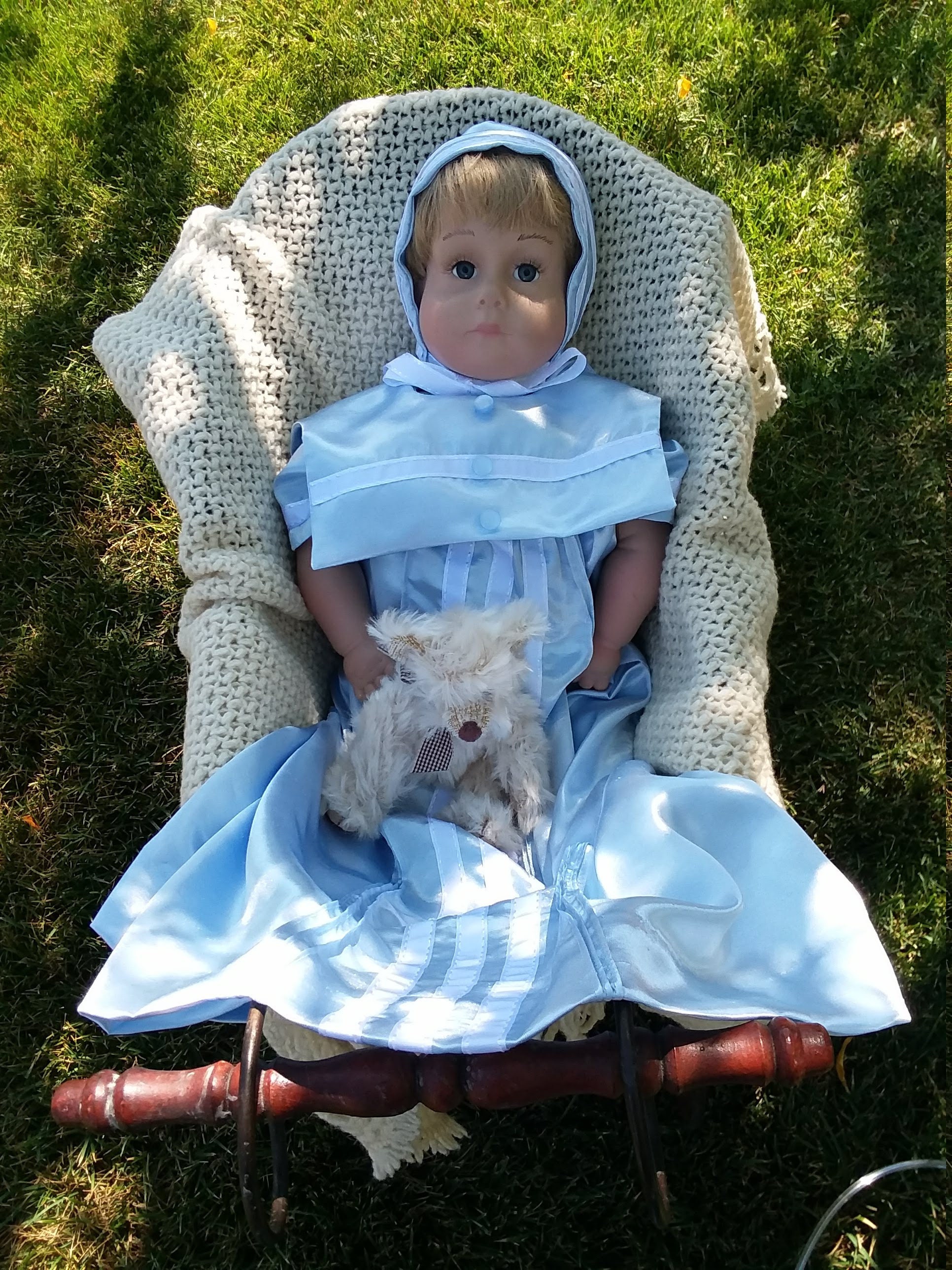 Sale Baby Boy Blue Silk Blend Christening/Baptism/Blessing Gown