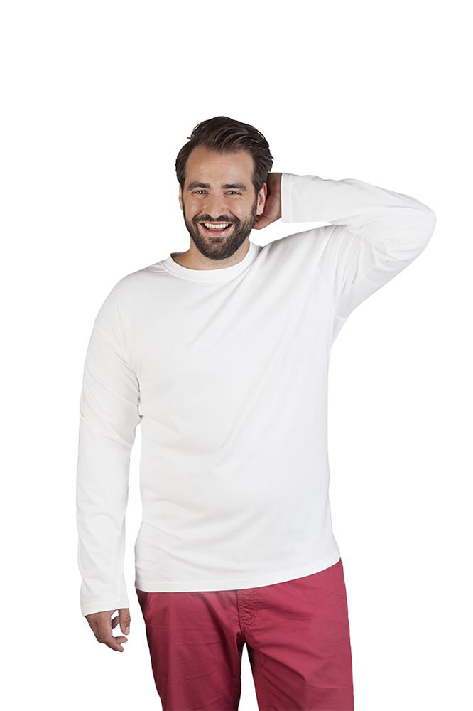 Premium Langarmshirt Plus Size Herren, Weiß, XXXL