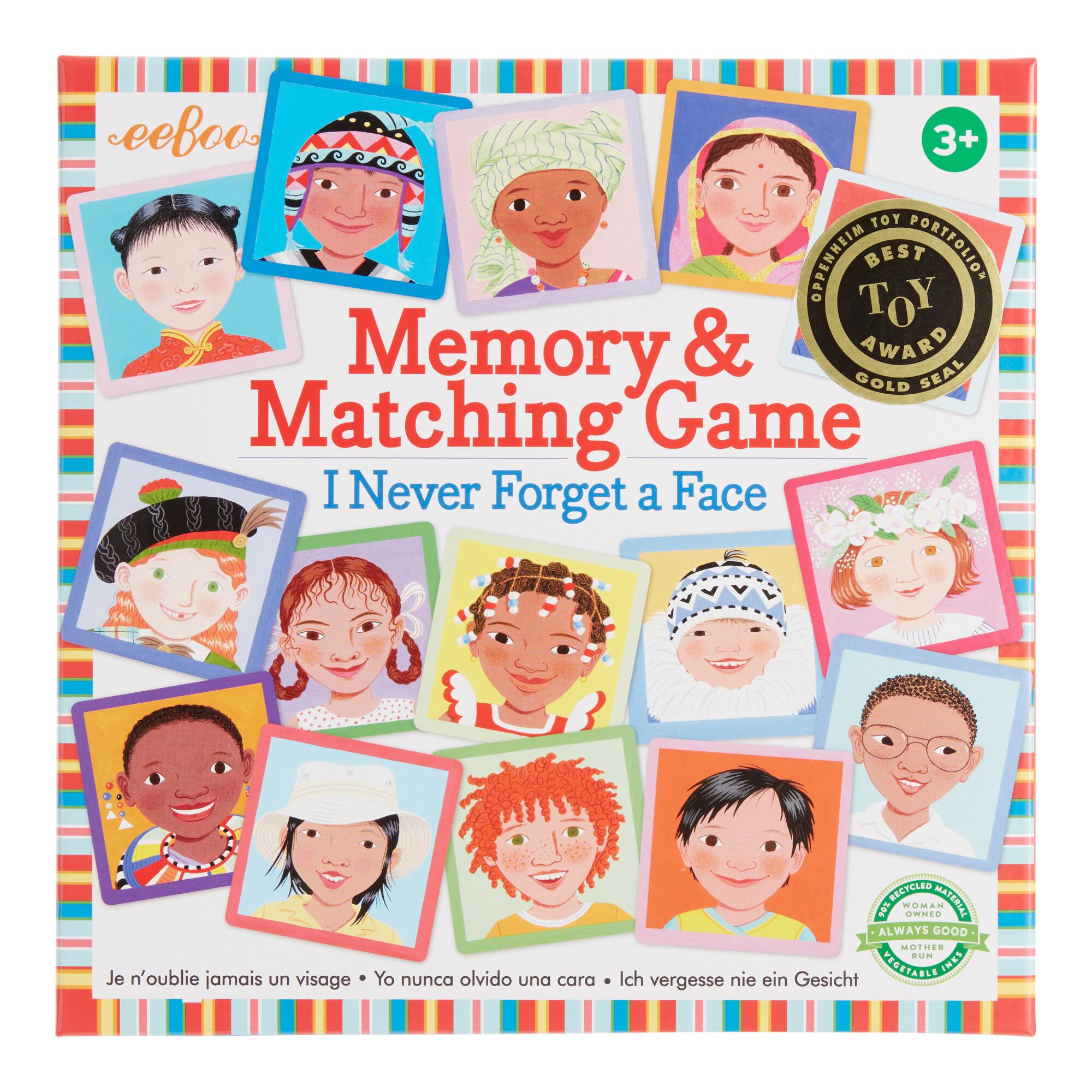 Eeboo I Never Forget a Face Memory Game: Multi - Recycled Paper by World Market