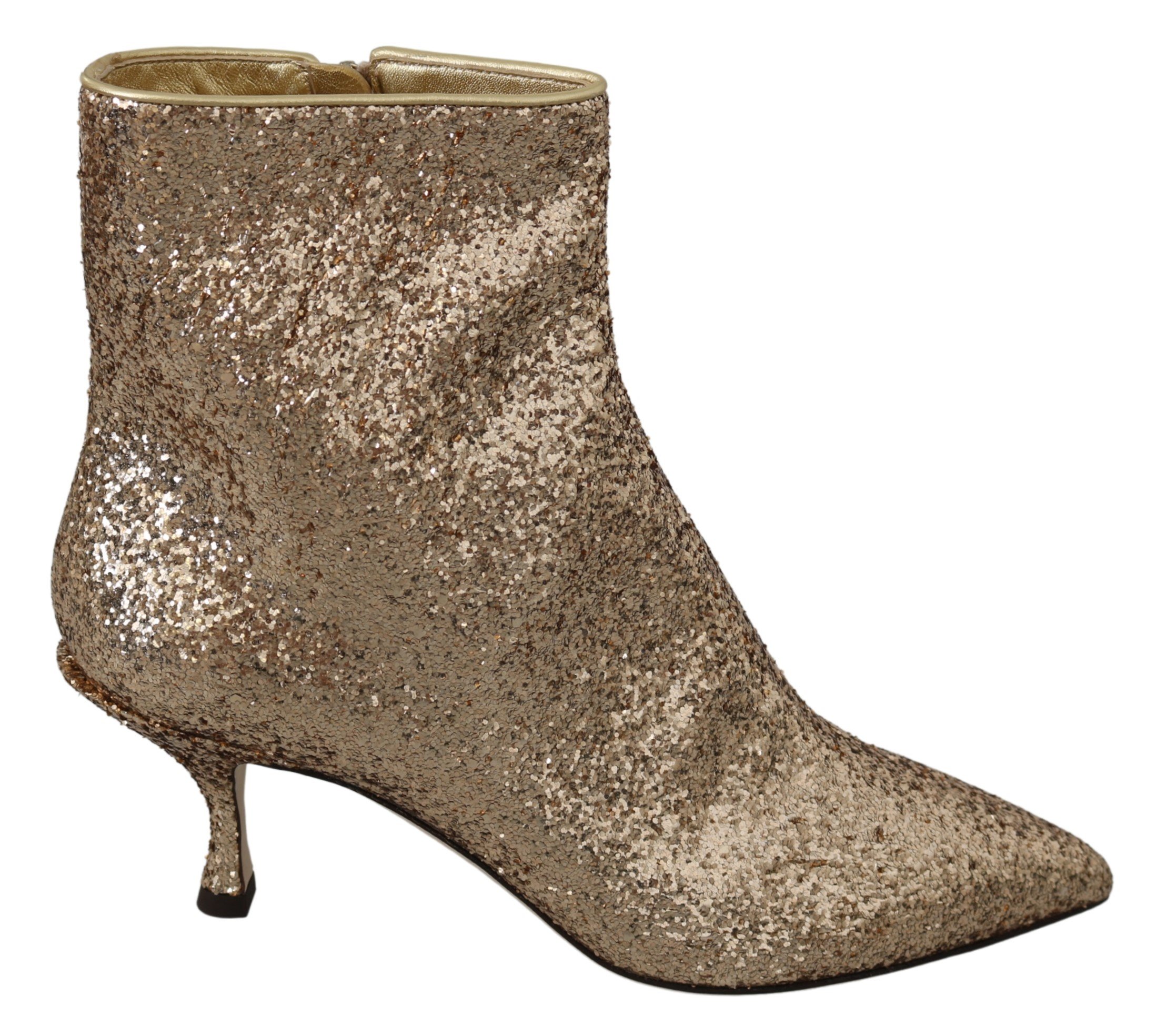 Gold Sequined Glitter Ankle Booties Shoes - EU39/US8.5