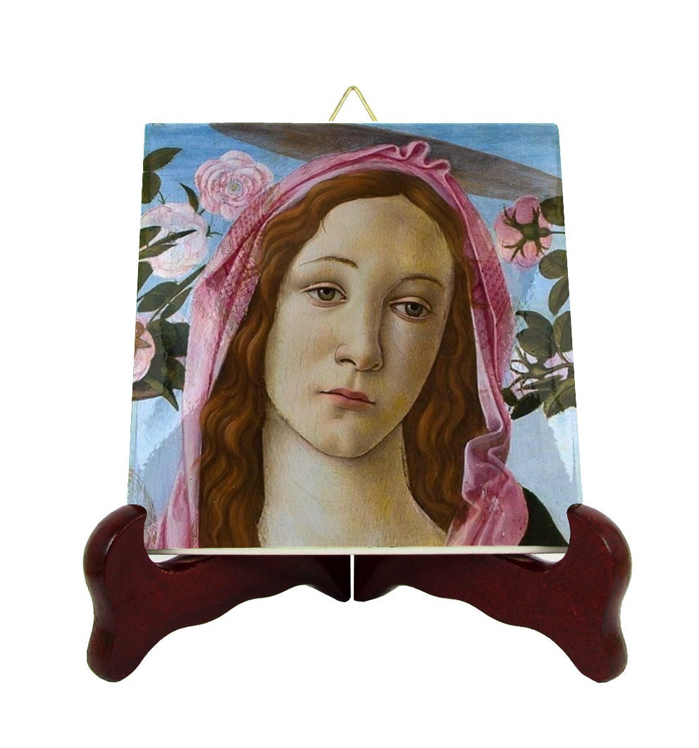 Religious Gifts - Blessed Mother Mary Icon On Tile Virgin Catholic Art Botticelli Holy Art
