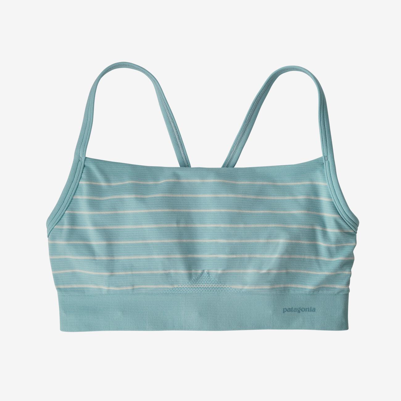 Patagonia Women's Active Mesh Sports Bra - Recycled Polyester, Sentinel Stripe Small: Big Sky Blue / XS