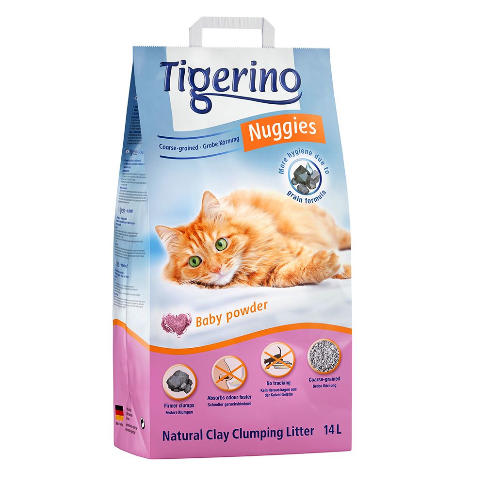 Tigerino Nuggies Cat Litter - Coarse-Grained, Babypowder Scented - 14l