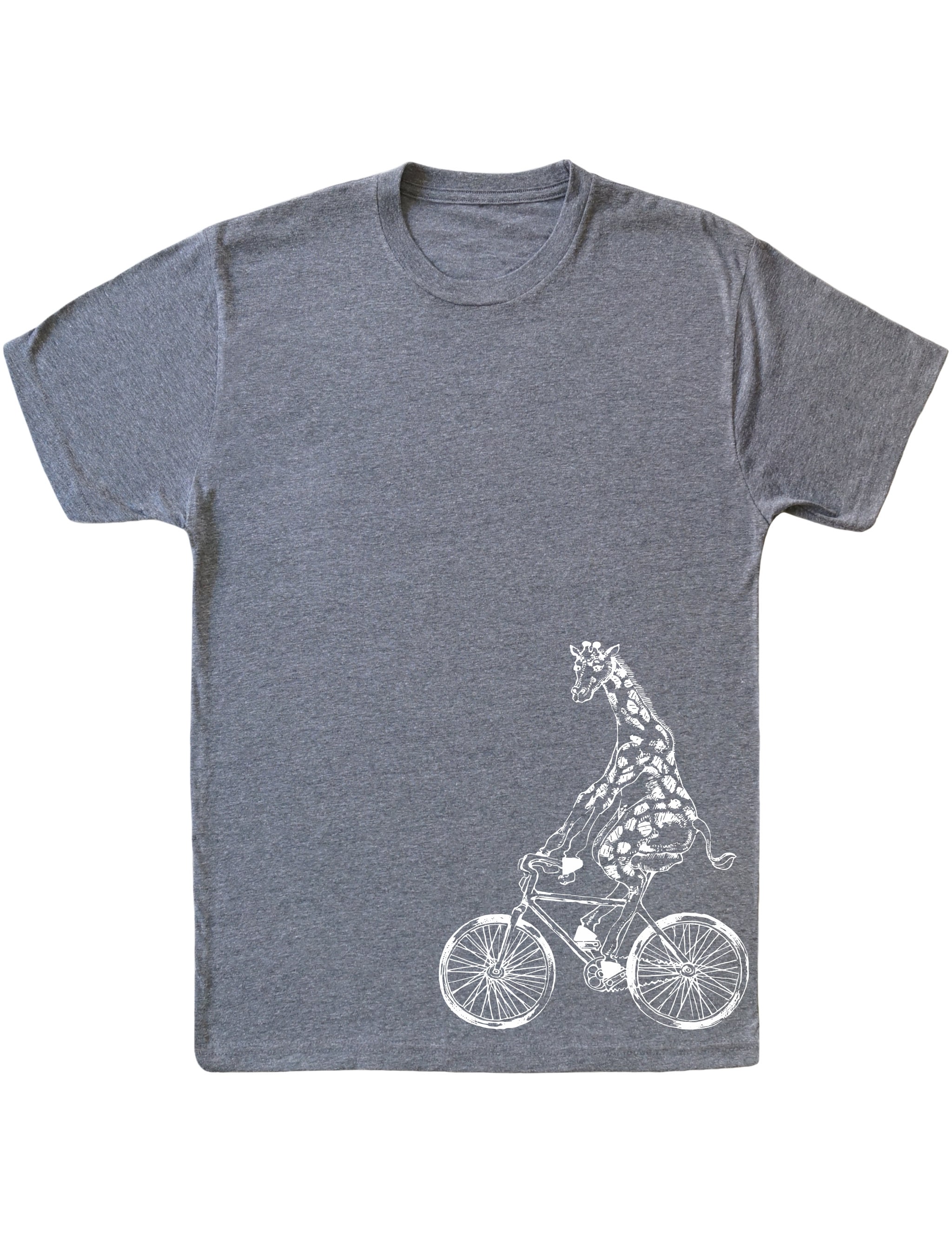 Giraffe On A Bicycle Men's Tri-Blend T-Shirt Gift For Him, Boyfriend Birthday, Cycling Shirt Husband Gift, Gifts Men Seembo
