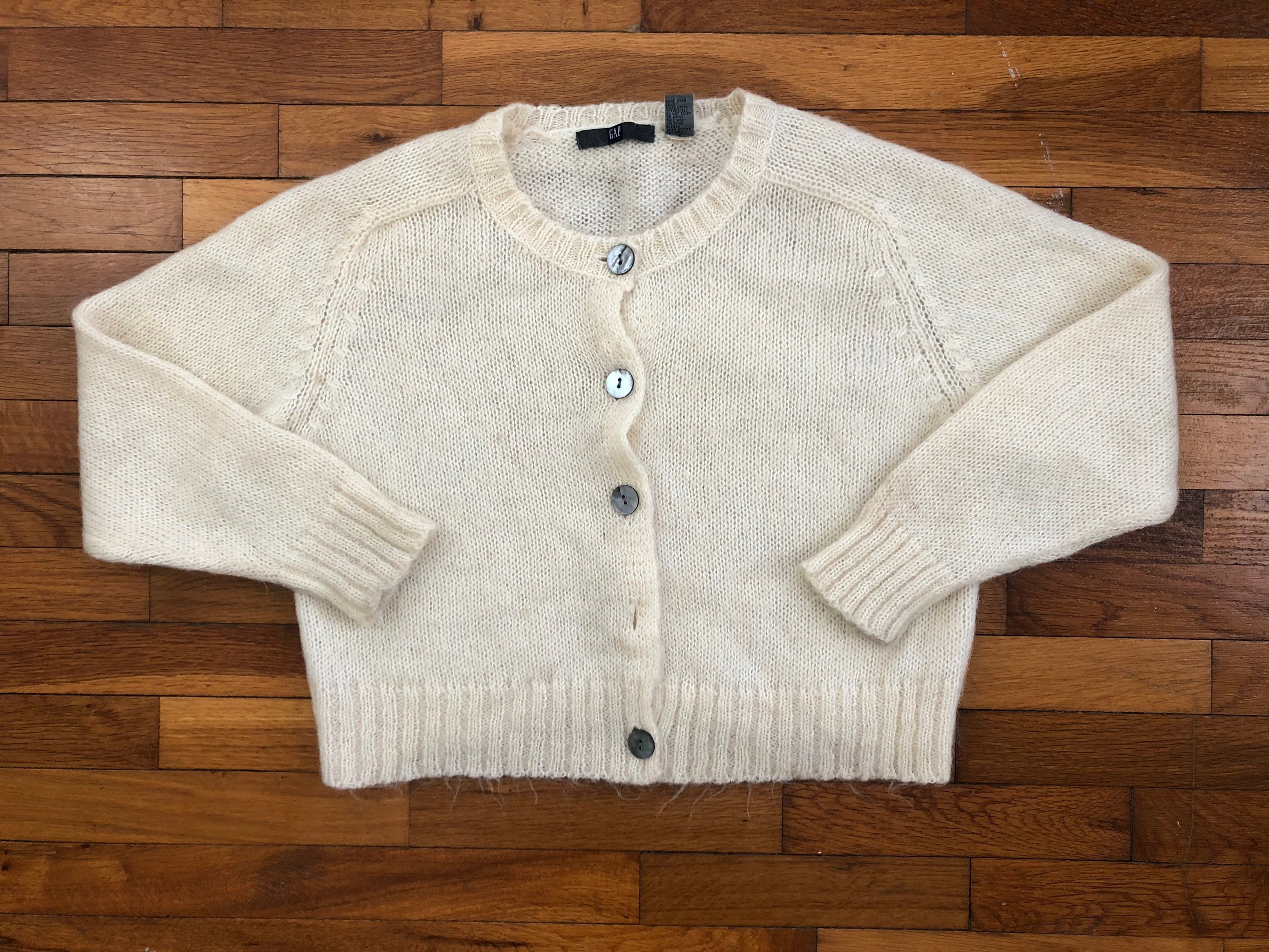Vintage Gap Mohair Blend Cream Cardigan Sweater Women's Medium - 3D799P
