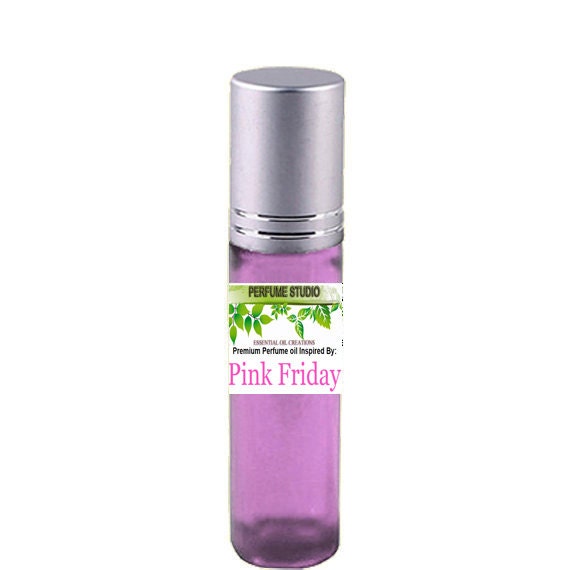 Pink Friday Custom Blend Oil With Similar Notes To Perfume For Women in A 10Ml Purple Glass Roller Bottle, Silver Cap