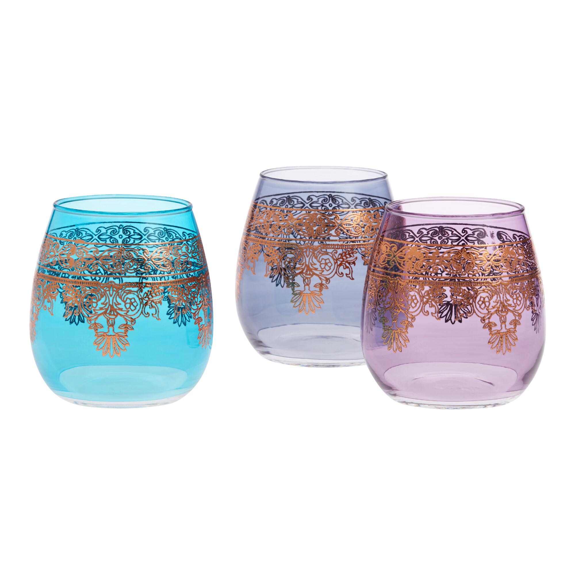 Moroccan Stemless Wine Glasses Set of 3: Multi by World Market